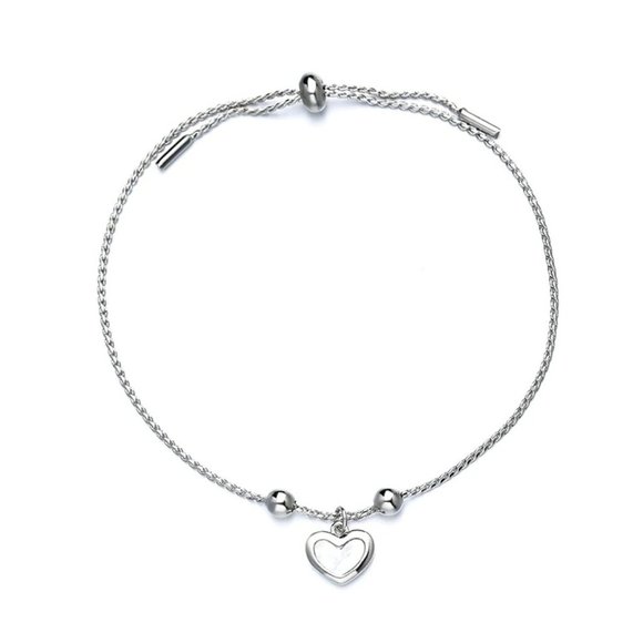 *NEW 925 Sterling Silver Shell Heart Bracelet - Picture 8 of 8